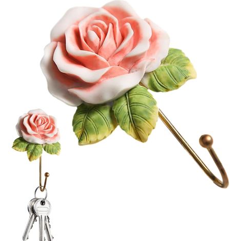 mural rose Porte clés fleuri rustique Décoration murale (1/5)
