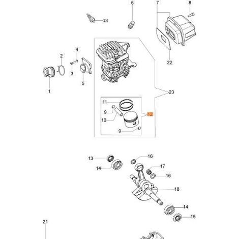 KOMPLETTER KOLBEN ORIGINAL EMAK 50232010