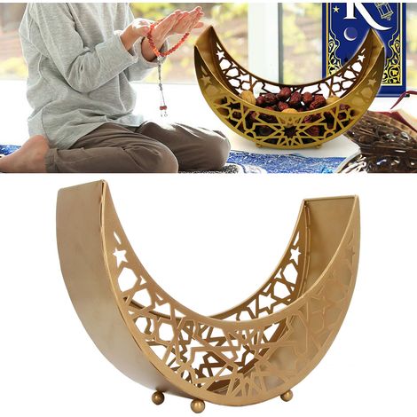 Fournitures pour la fête musulmane de l'Aïd, assiettes et plateaux pour le dîner de l'Aïd al-Adha, décorations de maison en fer forgé en forme de lune (1/5)
