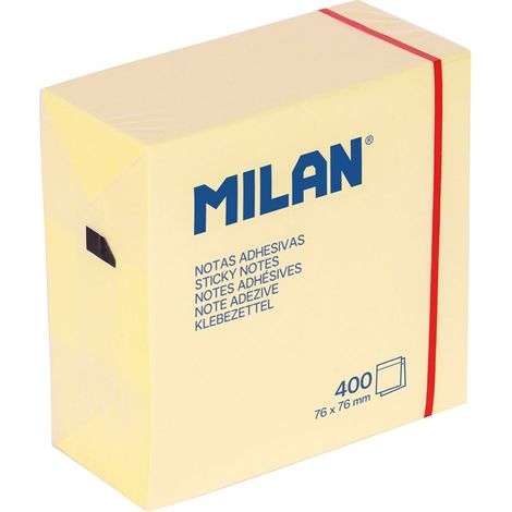 Bloc 400 notas adhesivas removibles 76 x 76 mm, amarillo claro