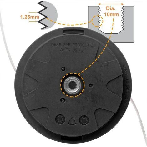 Bobine Tête Débroussailleuse Universelle M10 X 1 25 Avec Fil Nylon 2 4mm Et 15m Corde Noire (1/3)