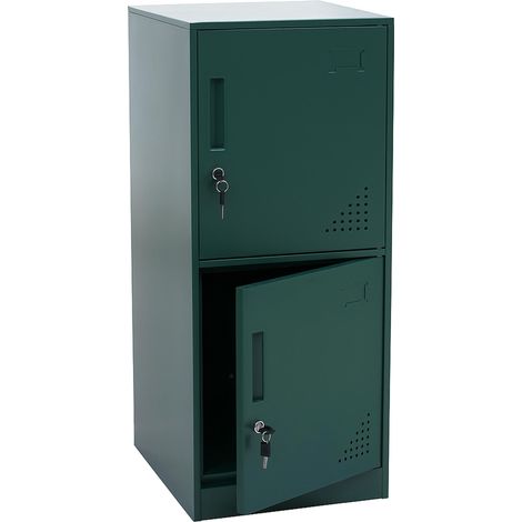 Armadietto HHG-509, con serratura, armadio ufficio faldoni documenti, con 2 ante, 90x38x45cm, acciaio, verde