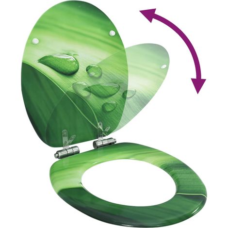 Siège WC Couvercle fermeture en douceur MDF Vert Gouttes d'eau (1/5)