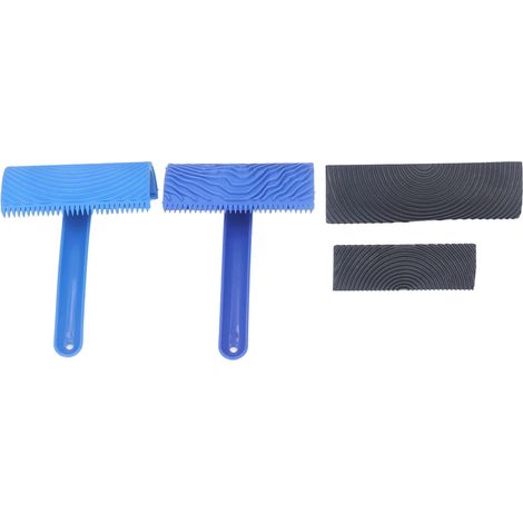 Ensemble d'outils de peinture à effet bois, 4 rouleaux en caoutchouc souple avec manche pour la décoration murale et artistique.