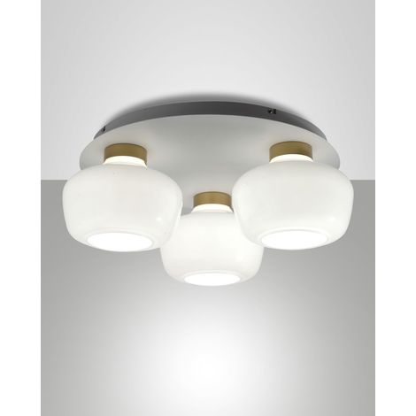 Plafoniera LED Kino Ø50cm 36W 3900lm 3000K Dimmerabile a step, Struttura in metallo e vetro borosilicato Bianco, Classe 1, IP20 - Kino