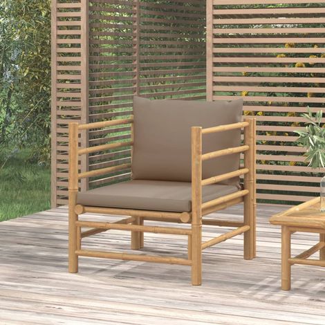 Canapé de jardin design industriel style avec coussins taupe bambou -BV62327 (1/5)