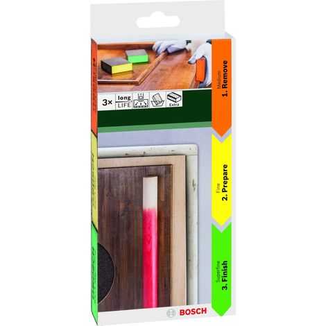 Set 3 tacos de lijado colores DIY  BOSCH 2609256F16 (1/3)