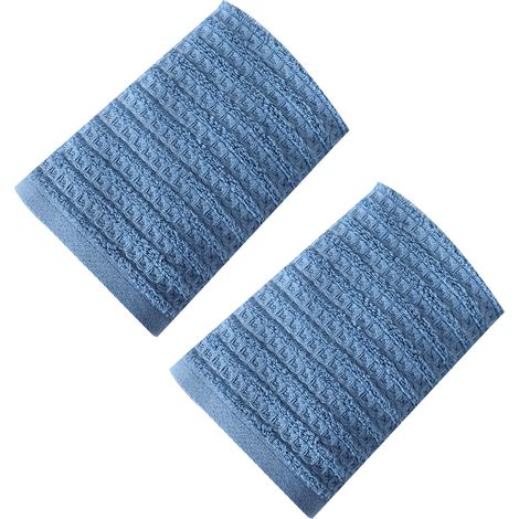 Serviettes de toilette 100 % coton, douces et absorbantes - Serviettes gaufrées pour la salle de bain - Lot de 2 serviettes à séchage rapide (1/5)