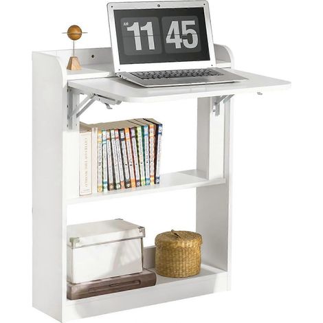 Bureau d'ordinateur pliable SoBuy FWT92-W avec étagères de rangement (1/5)