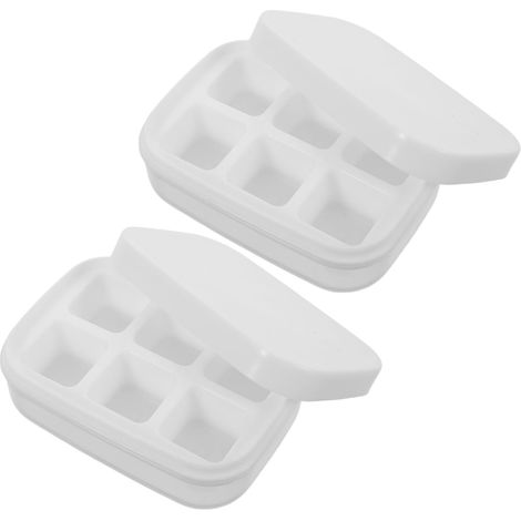 Moule à Glace Pressant 2pcs en Plastique Blanc avec Couvercle, Bac (1/5)