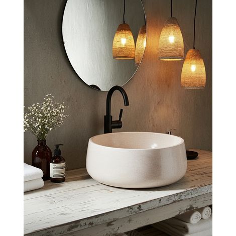 Sable - Vasque ronde à poser en marbre beige