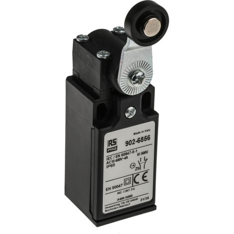Rs Pro – Interrupteur de fin de course – Levier à galet NO/NF – Courant 10A – Tension 400V – Indice de protection IP65 – Thermoplastique renforcé (1/3)