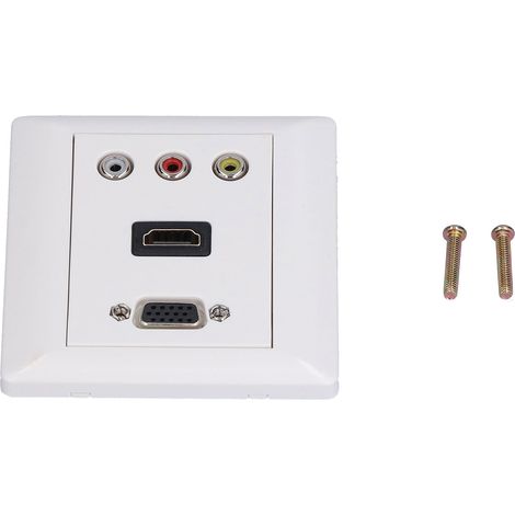 Prise murale audio-vidéo compatible 1080p, panneau vidéo composite durable et résistant aux chocs (1/5)
