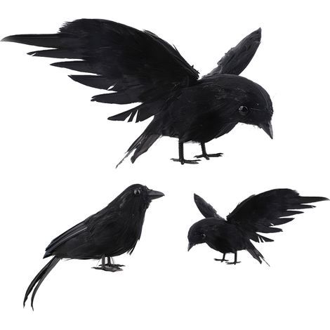 Halloween Noir Corbeau Décoration Plume Oiseau Noir Oiseau Propagation Ailes Noir Corbeau Accessoires Halloween Fête Plastique (1) (1/5)