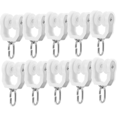 Lot de 10 Rouleaux de Rail de Rideau Coulissants en Alliage et Plastique, Système Silencieux Anti-Corrosion, Accessoire pour Glissières de Tringles à Rideaux, Usage Intérieur et Extérieur (1/5)