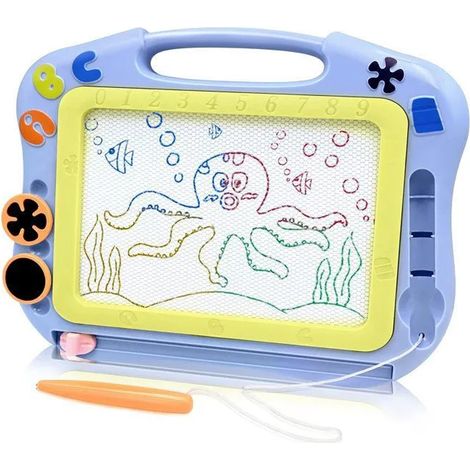 Ardoise Magique - Tableau Dessin Magnétique Effaçable - Pour Enfants À Partir De 3 Ans - Bleu - 1 Pièce