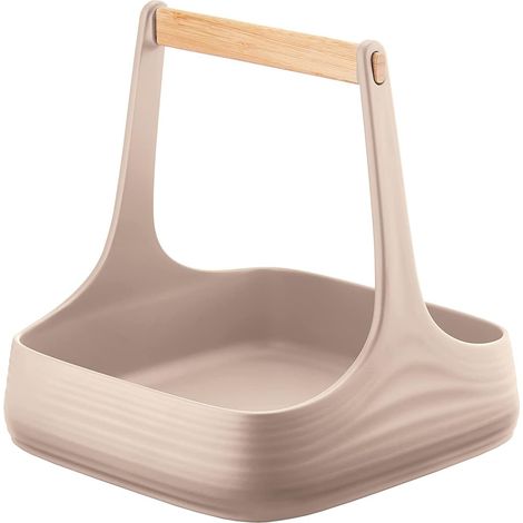 Organisateur de Table en Bois et Plastique Recyclé - Gris Colombe, 22x22xh22,5 cm - 179300158 (1/5)