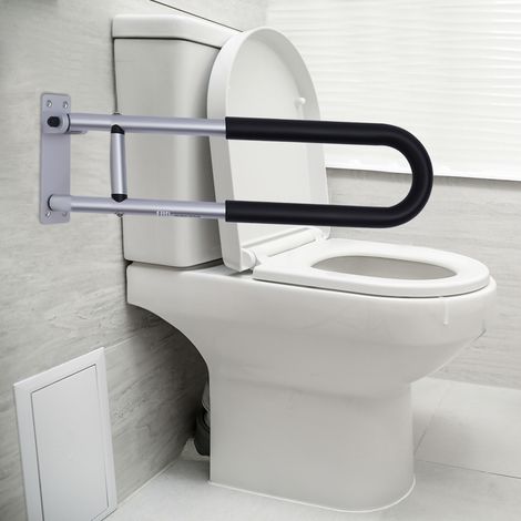 Toiletten-Haltegriff, 60 cm, klappbarer U-förmiger Toiletten-Haltegriff, klappbarer Sicherheitsgriff mit rutschfestem Griff, Tragkraft 120 kg, für Menschen mit Behinderung, Senioren und Schwangere (1/5)