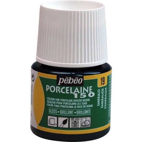 Peinture porcelaine - Pébéo - 150 Brillant Emeraude N°19 - 45ml - Couleurs brillantes - Cuisson à 150°C (1/4)
