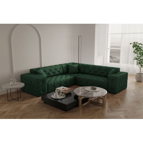 Ecksofa Designersofa CHANTAL in Stoff Opera Velvet Grün Seite Universal (1/5)