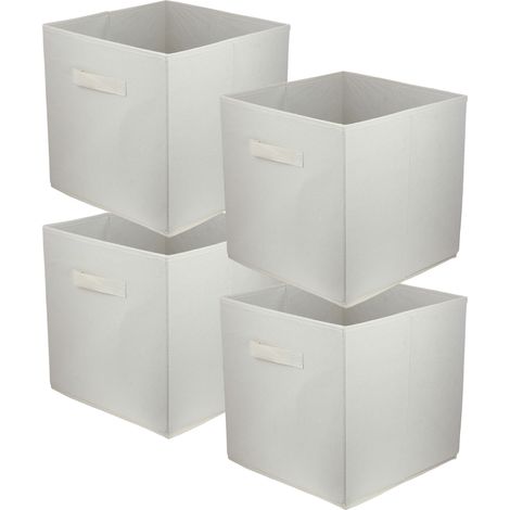 Boîte textile 31x31x31 crème - Lot de 4