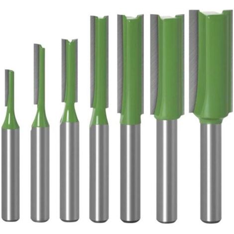 6mm Fraise défonceuse droite, 7 pièces Mèches de routeur droites Fraise à tranchants droits Jeu de mors droits Outils de travail du bois de fraise