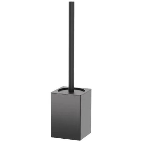 Brosse WC, brosse de nettoyage pour salle de bain, brosse de toilette murale perforée, ensemble de brosse et support de toilette en aluminium, brosse de cuvette compacte réutilisable, noire (1/4)