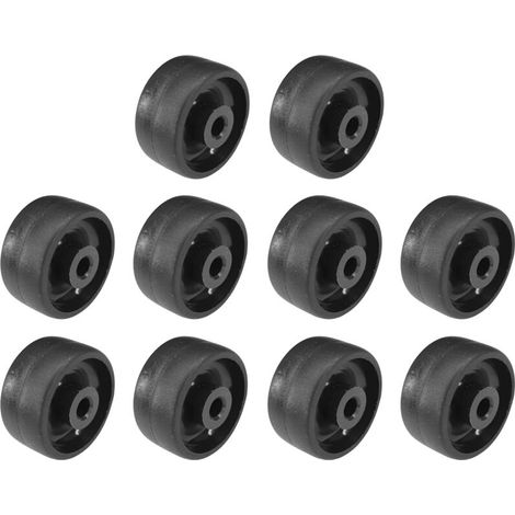 Lot de 10 roulettes 25mm en plastique rigide noir – Charge maximale 50kg – Pour meubles et chariots – Déplacement fluide sur surfaces lisses (1/3)