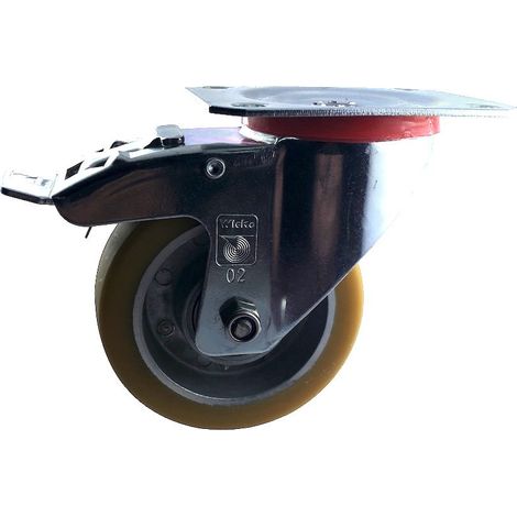 Roulette pivotante à frein diamètre 100 mm polyuréthane FORTHANE® - 200Kg