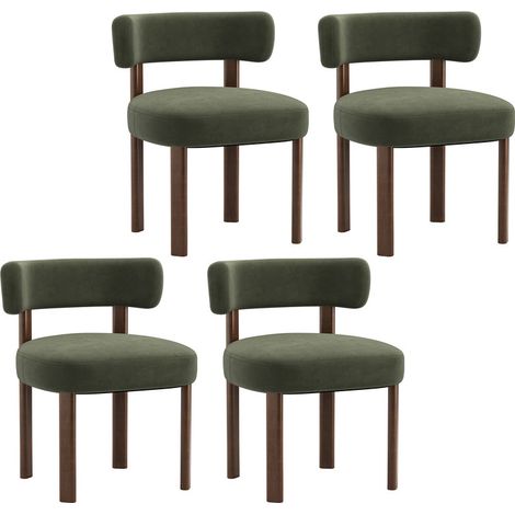 COLAMY Lot de 4 Chaises de Salle à Manger en Bois Massif, Design Épuré et Chaleureux, Dossier Arrondi Épousant la Courbe du Dos, Confort Optimal, Coloris vert