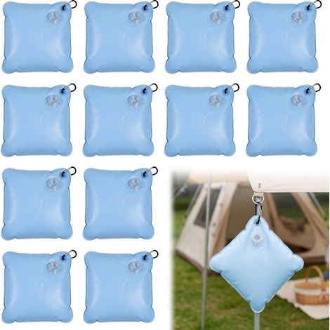 Lot de 12 Sacs d'eau Lourds pour Couverture de Piscine, Sac de Suspension pour Couverture de Piscine, Poids Bâche Crochet Valve, Fixation Tonnelle Abri Couverture Hivernale, Bleu, Raute (1/5)