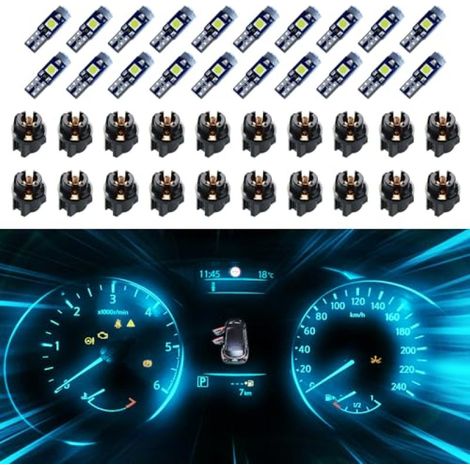 Convient pour le kit de 20 voyants lumineux bleu glacier T5 3030-3SMD, couleur noire. (1/5)