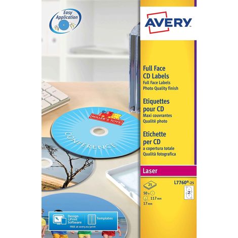 Avery-Zweckform Glossy CD/DVD Label - Colour Laser - L7760