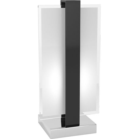 Abatjour Industrial-Minimal Cross Metallo Nero Vetro Bianco 1 Luce E27