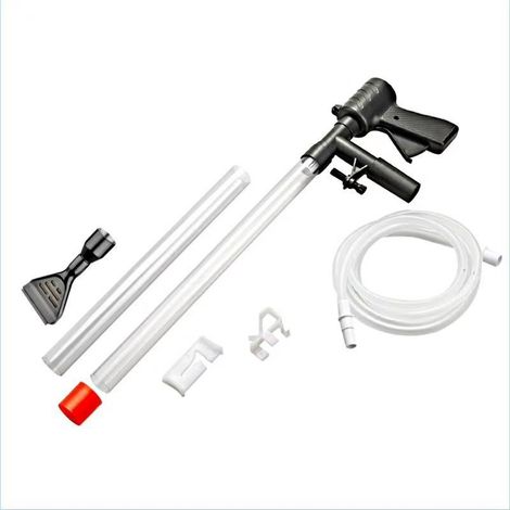 Nettoyeur de gravier pour aquarium, changement d'eau rapide par bouton-poussoir, kit de nettoyage de sable pour aquarium, aspirateur siphon avec épuisette pour le nettoyage du sable lors du changement (1/5)