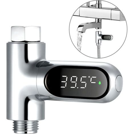 Compteur d'eau numérique à affichage LED, instrument de mesure de la température de l'eau de douche, plage de 5 à 85 ℃/℉ (1/4)