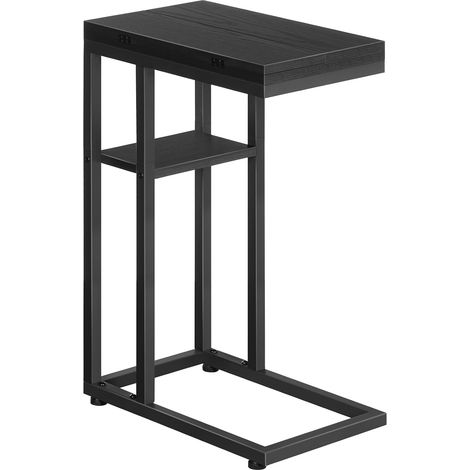 Table d’Appoint de Canapé Pliable en Forme de C, Petite Table Basse de Style Industriel, avec Étagère de Rangement, Salon, Chambre, Noir (1/5)