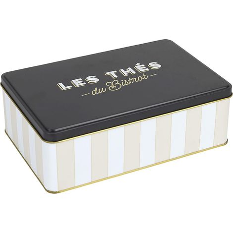 Lata de té estilo bistró con rayas beige (1/5)