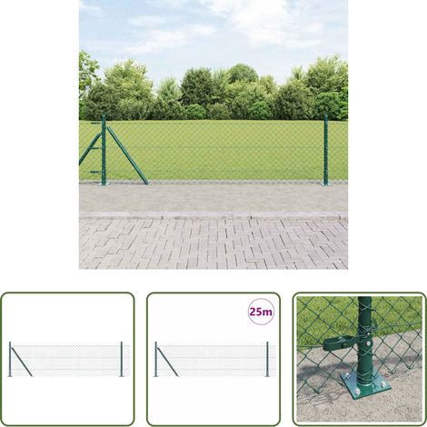 vidaXL Clôture en acier - Poteau de clôture. Vert 25 x 0,6 m (maille 40 x 40 mm) (1/5)