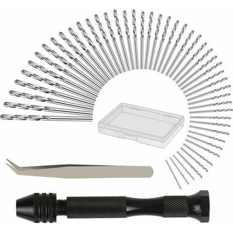 Perceuse à Main Hand Drill Avec 48 Pcs Mini Foret Fraise Twist (0.6-3mm) Perceuse Manuelle Outils Pour Bricolage Forage (1/5)