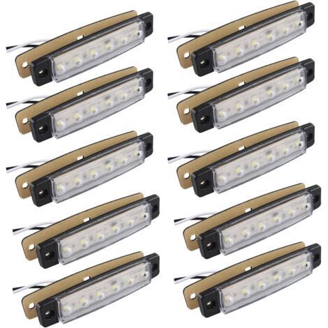 Lot de 10 feux de position latéraux 12V – 6 SMD LED étanches – Dimensions 98x20x10mm – Longueur de fil 248mm pour remorque et camion - 10pcs (1/5)