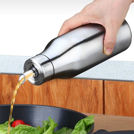 Distributeur d'huile d'olive en acier inoxydable, étanche, contenances 500 ml, 750 ml et 1000 ml, idéal pour cuisine et saucière (1/5)