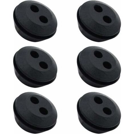 Lot de 6 Bouchons de Tuyau de Carburant - Joint de Réservoir - Caoutchouc - 2 Trous - Passe durite - Accessoires pour Débroussailleuse