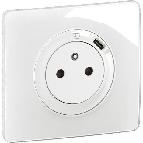 PRISE 2P+T AVEC PRISE USB TYPE-C 7,5W CÉLIANE COMPLET BLANC LEGRAND CG0140