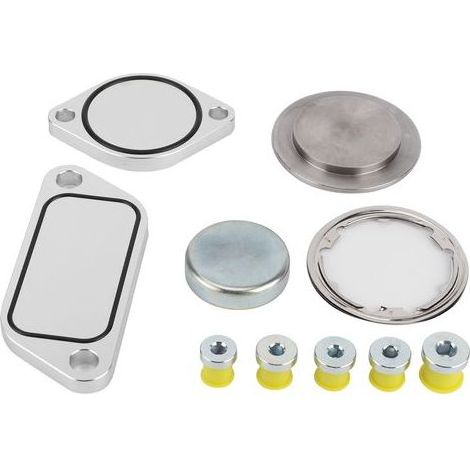 Joint de vanne EGR, kit d'admission EGR avec 5 joints en alliage d'aluminium + 5 bouchons en caoutchouc, compatible avec les moteurs ISX 15 CM2250 CM2350. (1/5)