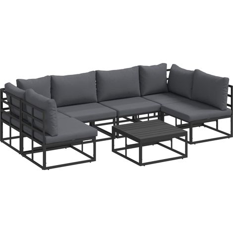 Maison Exclusive - Gartensofa-set mit Kissen 7 pcs Schwarz Alumin