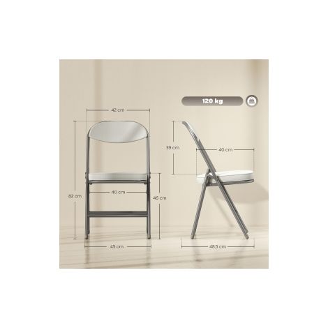 Chaise pliante lot de 4, chaise de camping avec dossier rembourré, chaise pliable de bureau avec cadre en acier, chaise de cuisine rembourrée, capacité jusqu'à 120 kg, pour invités, bureau, camping, b (1/5)