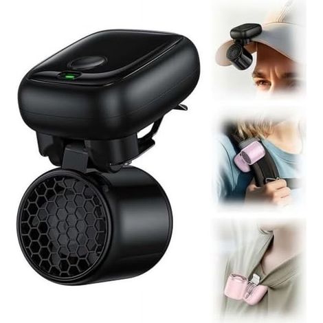 Ventilatore a clip per cappello，Ventilatore ricaricabile a mani libere，Adatto a cappellini da baseball e visiere，1 pezzo (nero) (1/5)