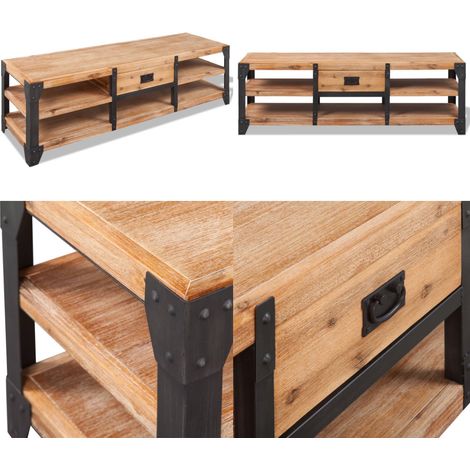 Meuble TV 140x40x45 cm bois d'acacia massif - Meubles Tv - Meuble Tv - Meuble Salon - Mobilier Design - Acacia Massif - Home & Living (1/5)
