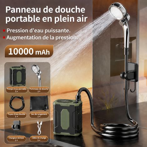 Douche de camping portable électrique 10000mAh vert foncé raccord fileté 10000 mAh vert réf 26 × 19 × 7 cm 1,1 kg – Livraison gratuite
